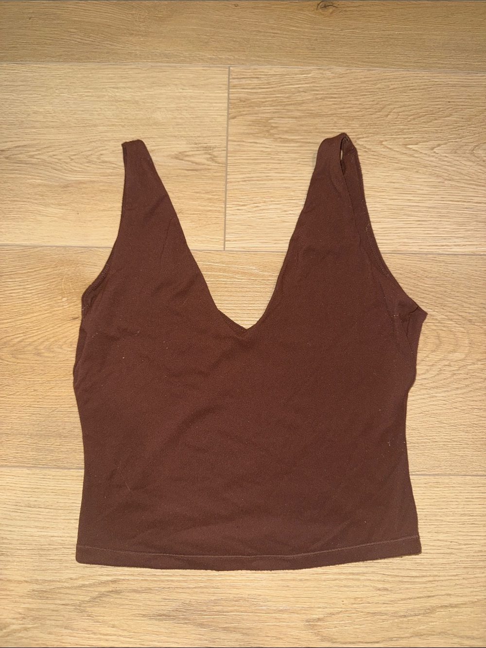 V-Neck Brown Ribbed Tank Top